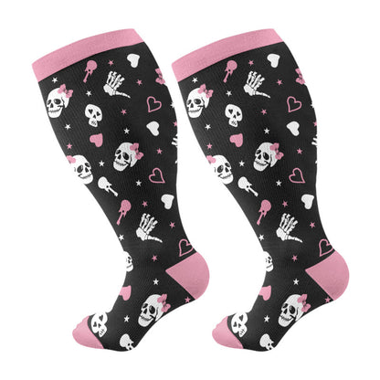 Kompressionsstrümpfe mit Halloween-Motiv in Übergröße (3 Paar) - Rosa (1 Paar) - 4XL - image 6
