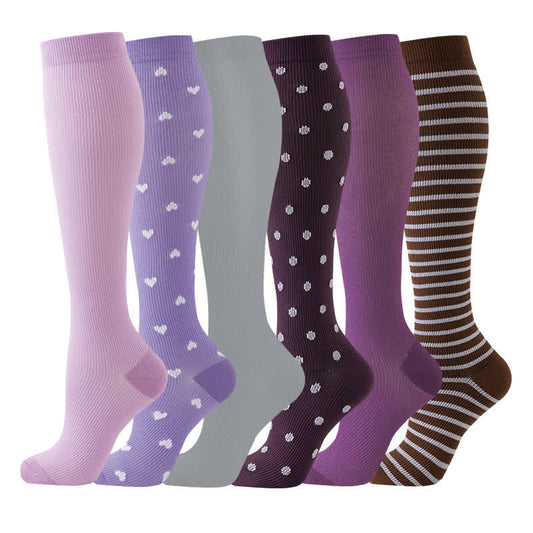 Kompressionsstrümpfe der Polka Dot Purple-Serie (6 Paar) - Mehrfarbig - S/M - image 1