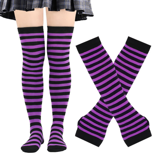 Lila Serie Handschuhe Oberschenkelhohe Socken Set - Lila - A - Einheitsgröße - image 1
