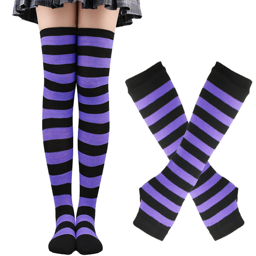 Lila Serie Handschuhe Oberschenkelhohe Socken Set - Lila - B - Einheitsgröße - image 1
