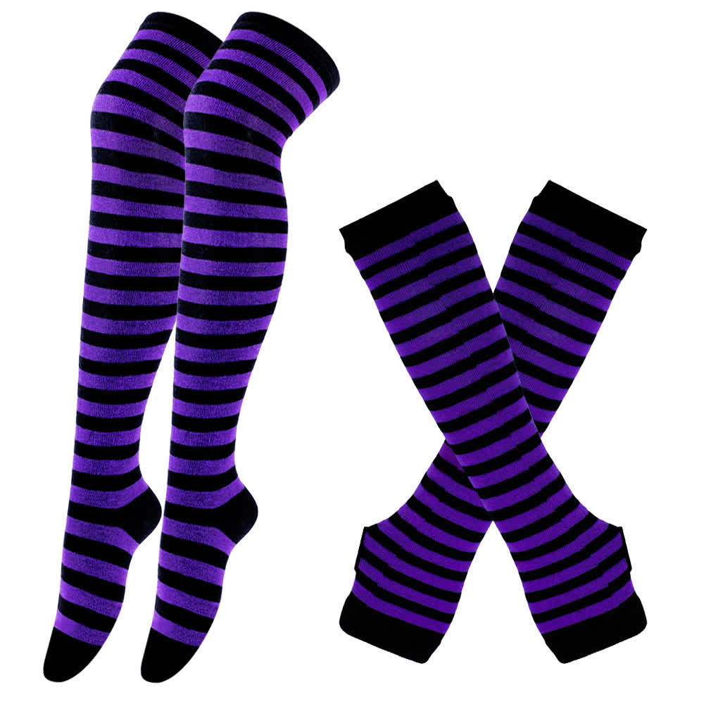 Lila Serie Handschuhe Oberschenkelhohe Socken Set - Lila - C - Einheitsgröße - image 2