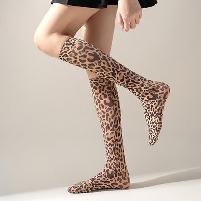 Kniestrümpfe mit wildem Leoparden-Camouflage-Print (5 Paar) - image 0