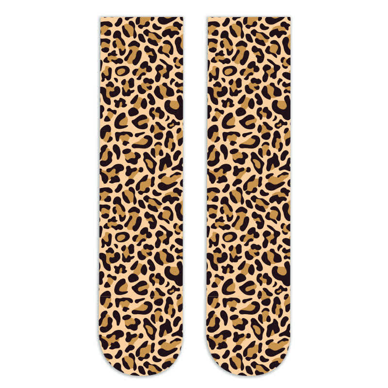 Kniestrümpfe mit wildem Leoparden-Camouflage-Print (5 Paar) - A - EU36-42 (US3-8,5) - image 2