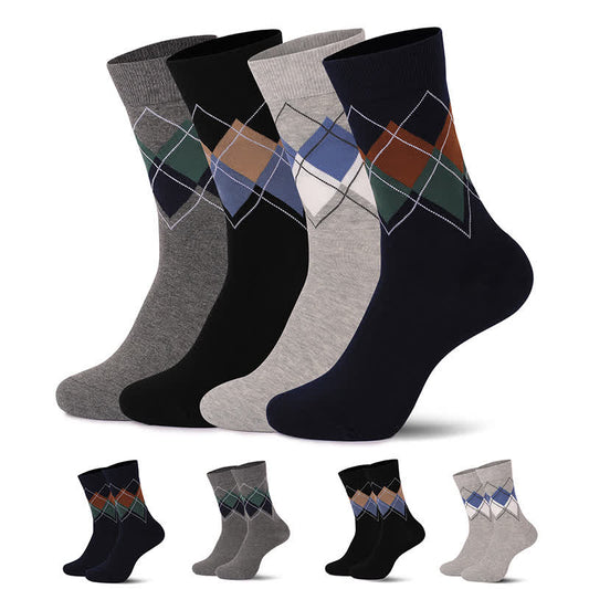 Viertelsocken im britischen Stil mit Rautenmuster (4 Paar) - image 0