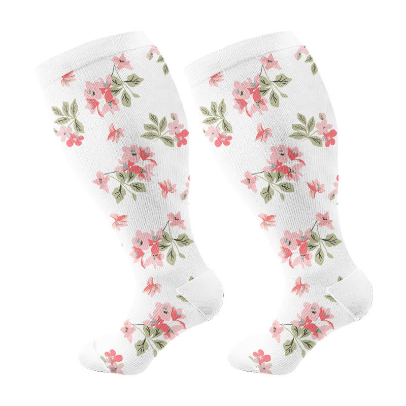 Serenity Floral Kompressionsstrümpfe in Übergröße (3 Paar) - Weiß (1 Paar) - 4XL - image 6