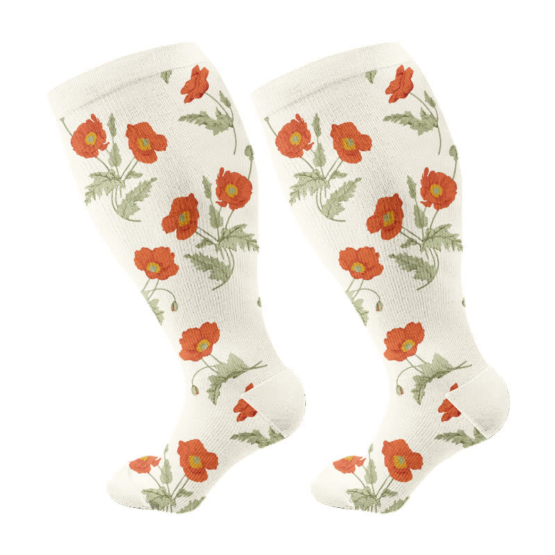 Serenity Floral Kompressionsstrümpfe in Übergröße (3 Paar) - Beige (1 Paar) - 4XL - image 5