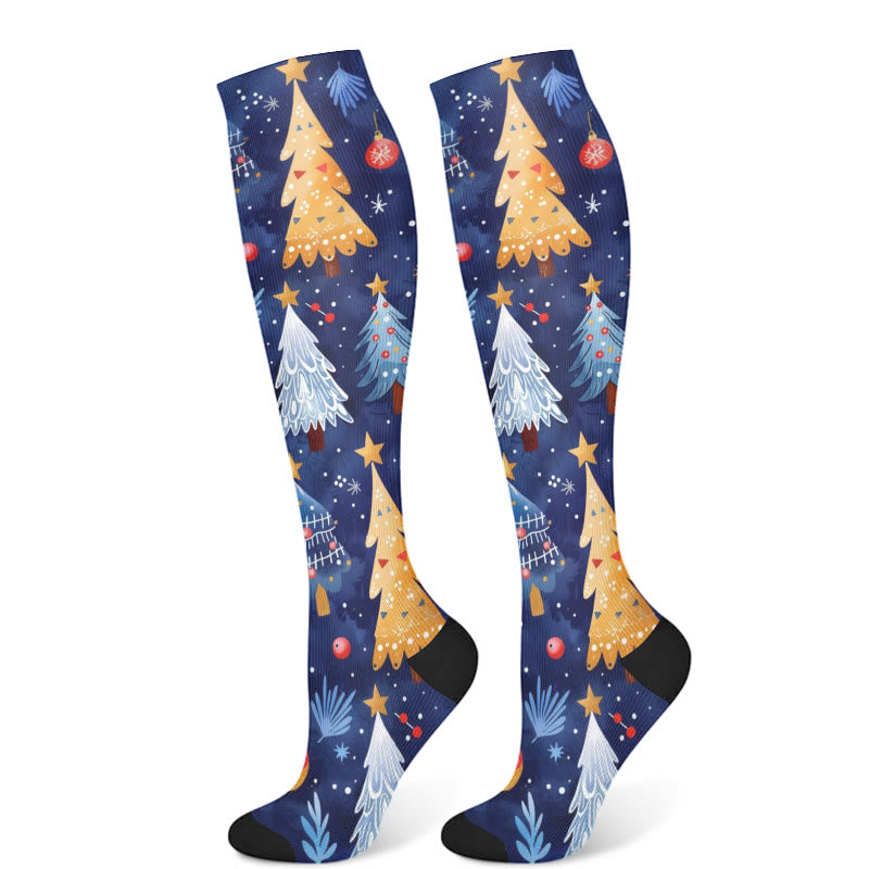 Weihnachts-Kompressionsstrümpfe mit Lebkuchenmann und Weihnachtsbaum (3 Paar) - Marineblau (1 Paar) - S/M - image 6