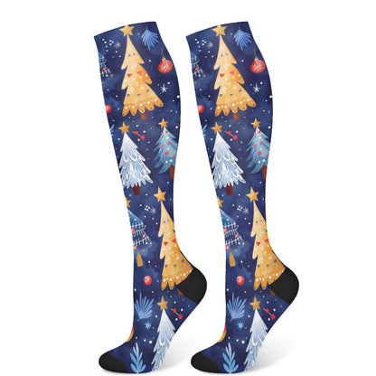 Weihnachts-Kompressionsstrümpfe mit Lebkuchenmann und Weihnachtsbaum (3 Paar) - Marineblau (1 Paar) - S/M - image 6