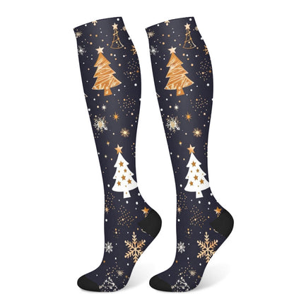 Weihnachts-Kompressionsstrümpfe mit Lebkuchenmann und Weihnachtsbaum (3 Paar) - Schwarz (1 Paar) - S/M - image 5