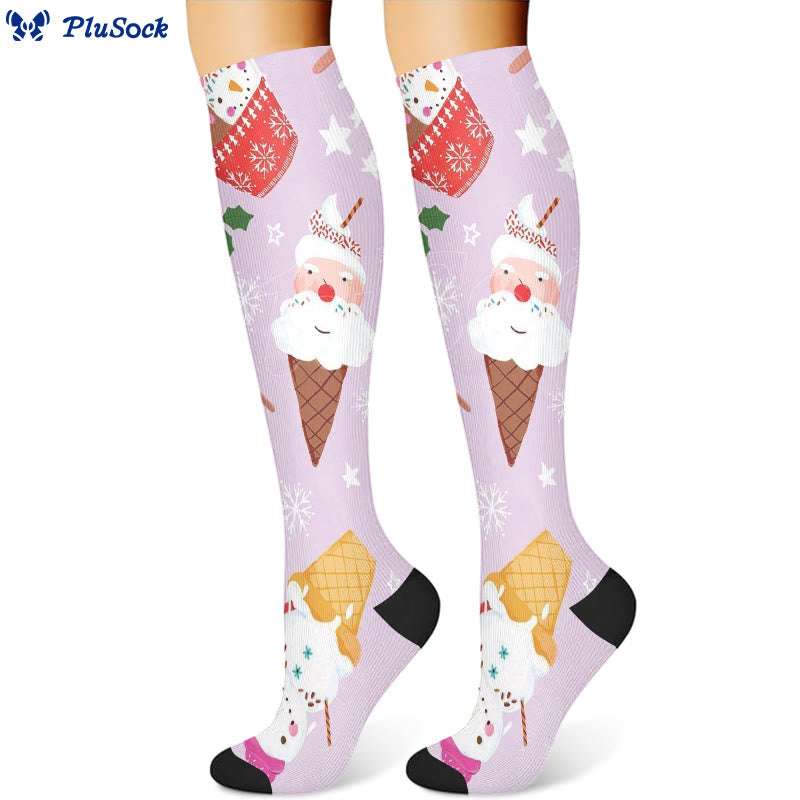 Weihnachts-Kompressionsstrümpfe mit Schneemann und Einhorn (3 Paar) - image 2
