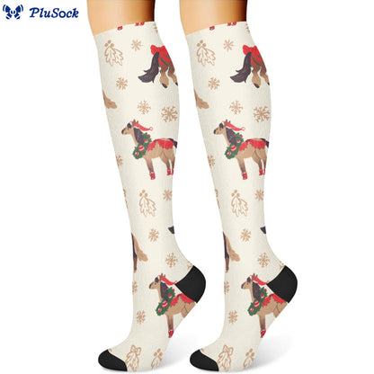Weihnachts-Kompressionsstrümpfe mit Schneemann und Einhorn (3 Paar) - image 3