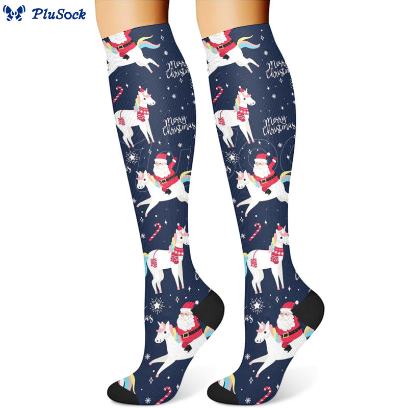 Weihnachts-Kompressionsstrümpfe mit Schneemann und Einhorn (3 Paar) - image 4