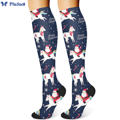 Weihnachts-Kompressionsstrümpfe mit Schneemann und Einhorn (3 Paar) - image 4