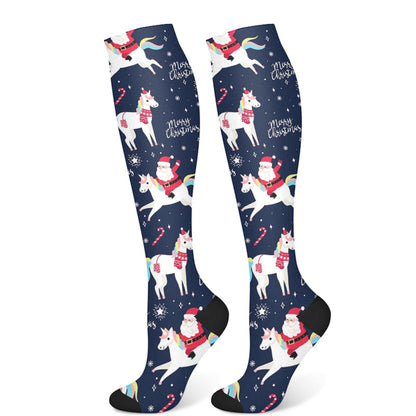 Weihnachts-Kompressionsstrümpfe mit Schneemann und Einhorn (3 Paar) - Marineblau (1 Paar) - S/M - image 7