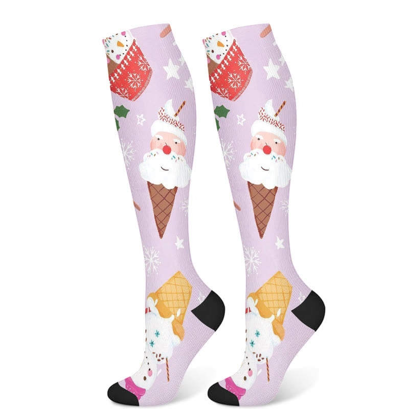 Weihnachts-Kompressionsstrümpfe mit Schneemann und Einhorn (3 Paar) - Lila (1 Paar) - S/M - image 5