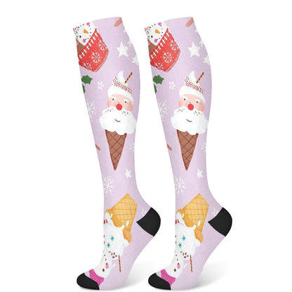 Weihnachts-Kompressionsstrümpfe mit Schneemann und Einhorn (3 Paar) - Lila (1 Paar) - S/M - image 5