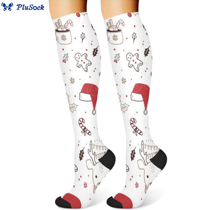 Weihnachts-Kompressionsstrümpfe mit Hirsch- und Vogelmotiv (3 Paar) - image 2