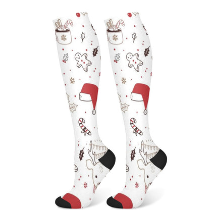 Weihnachts-Kompressionsstrümpfe mit Hirsch- und Vogelmotiv (3 Paar) - Weiß (1 Paar) - S/M - image 5