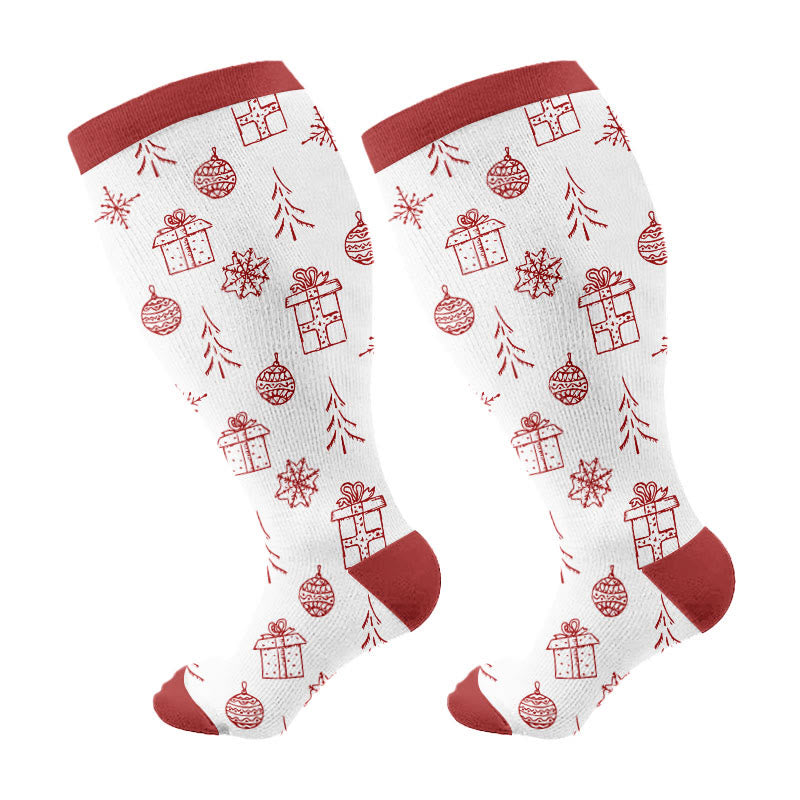 Weihnachts-Kompressionsstrümpfe im schlichten Stil in Übergröße (3 Paar) - Rot (1 Paar) - 4XL - image 7