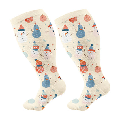 Weihnachts-Kompressionsstrümpfe im schlichten Stil in Übergröße (3 Paar) - Aprikose (1 Paar) - 4XL - image 6