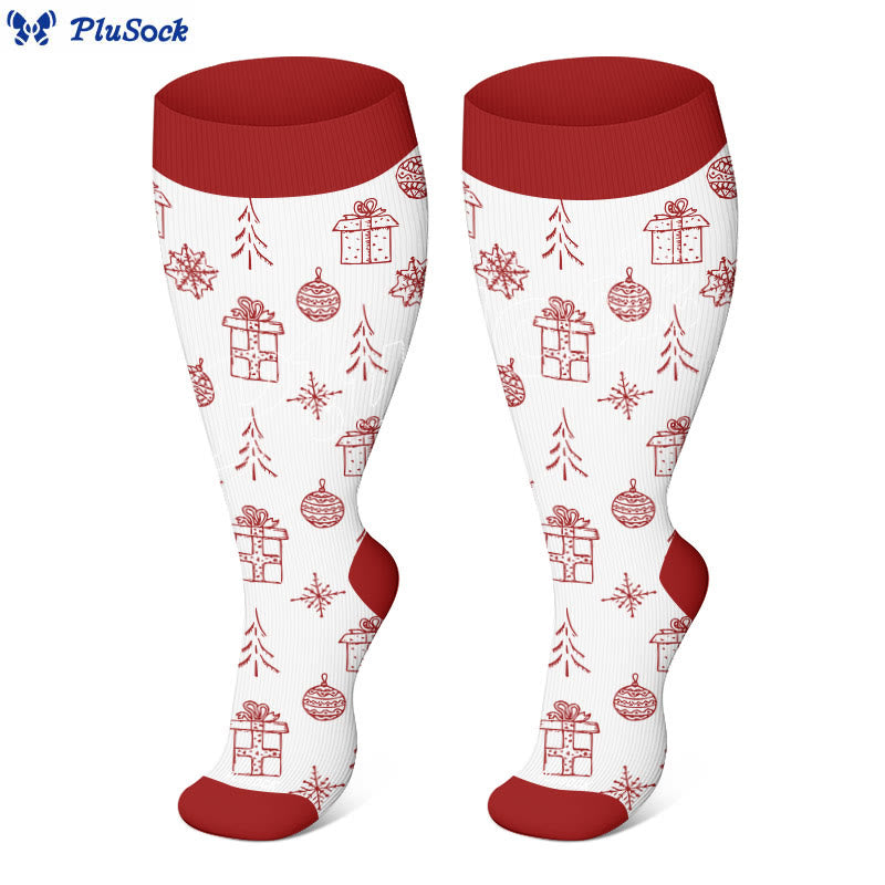 Weihnachts-Kompressionsstrümpfe im schlichten Stil in Übergröße (3 Paar) - image 4