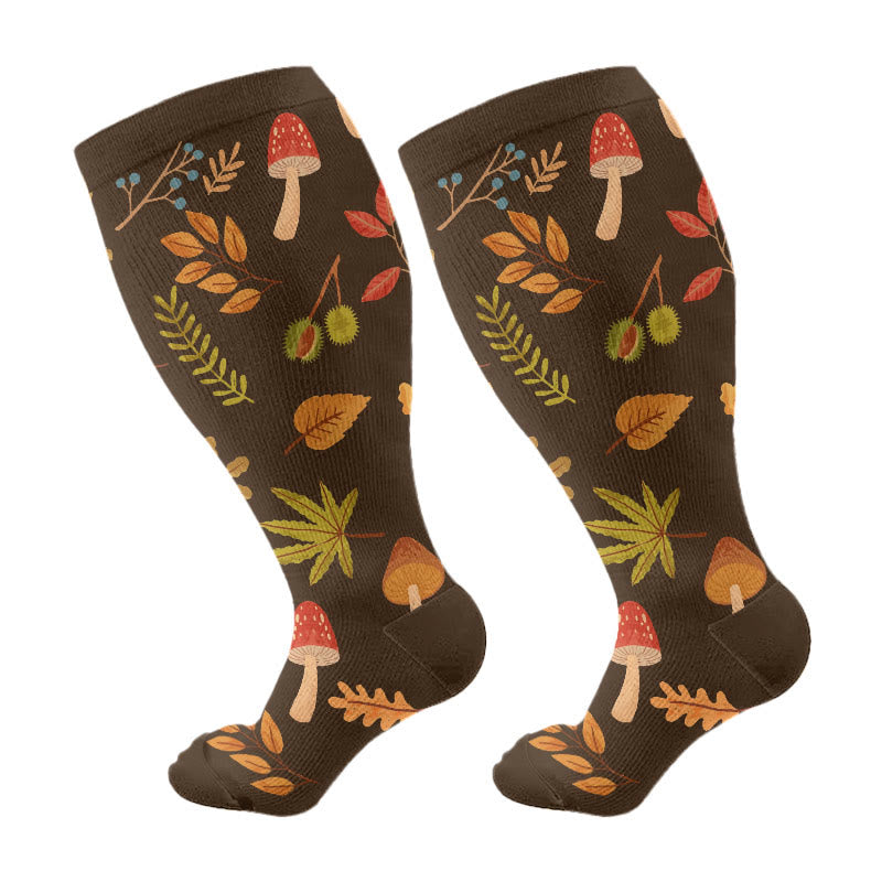Herbst-Kompressionssocken mit Igelmotiv in Übergröße (3 Paar) - Braun (1 Paar) - 4XL - image 5