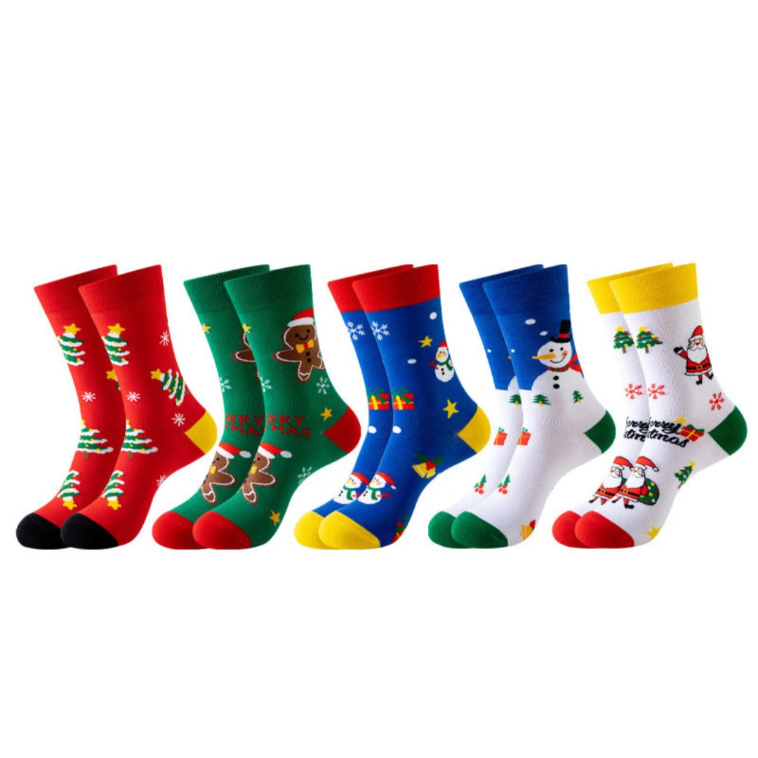 Viertelsocken mit Weihnachtsmuster in Übergröße (3 Paar) - Mehrfarbig B - EU37-44 (US4-10) - image 16
