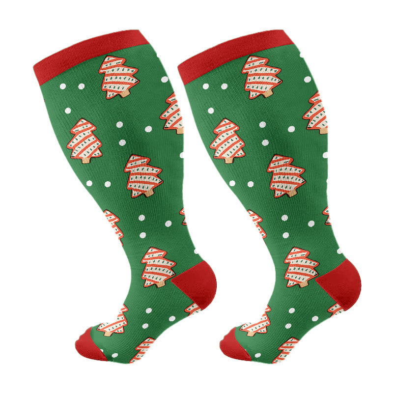 Jolly Christmas Kompressionsstrümpfe in Übergröße - Grün - 4XL - image 7