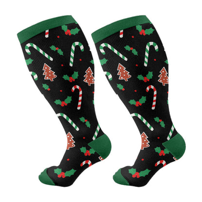 Jolly Christmas Kompressionsstrümpfe in Übergröße - Schwarz - 4XL - image 5