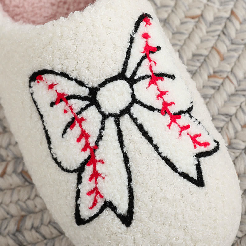 Hausschuhe mit Fischgrätenmuster und Schleife in Übergröße - image 7