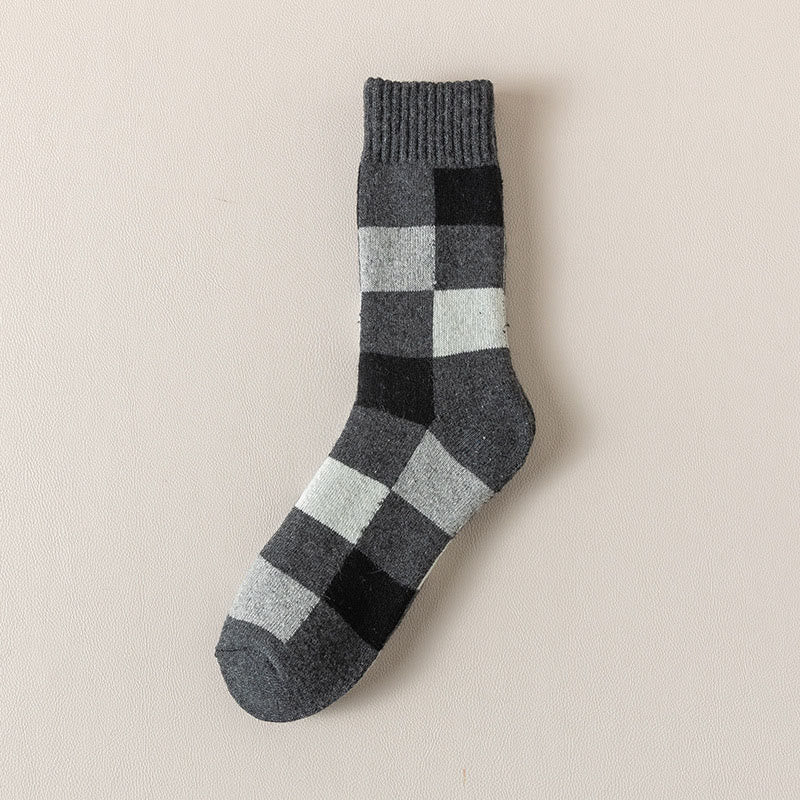 Warme karierte Viertelsocken in Übergröße (3 Paar) - Grau - EU39-44(US6-10) - image 8
