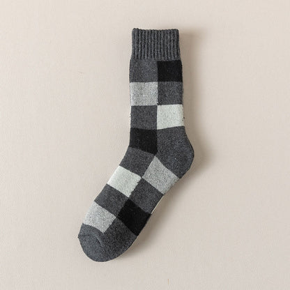 Warme karierte Viertelsocken in Übergröße (3 Paar) - Grau - EU39-44(US6-10) - image 8