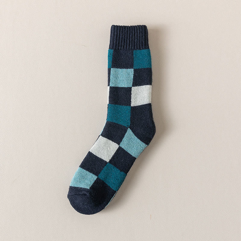 Warme karierte Viertelsocken in Übergröße (3 Paar) - Marineblau - EU39-44(US6-10) - image 7