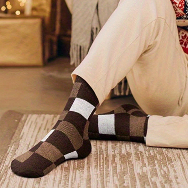 Warme karierte Viertelsocken in Übergröße (3 Paar) - image 3