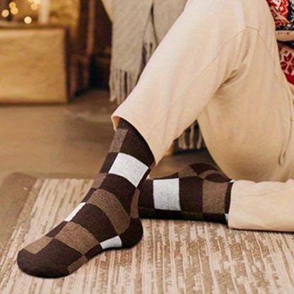 Warme karierte Viertelsocken in Übergröße (3 Paar) - image 3