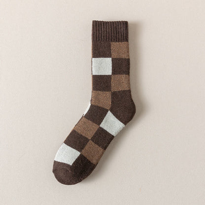 Warme karierte Viertelsocken in Übergröße (3 Paar) - Kaffee - EU39-44(US6-10) - image 6