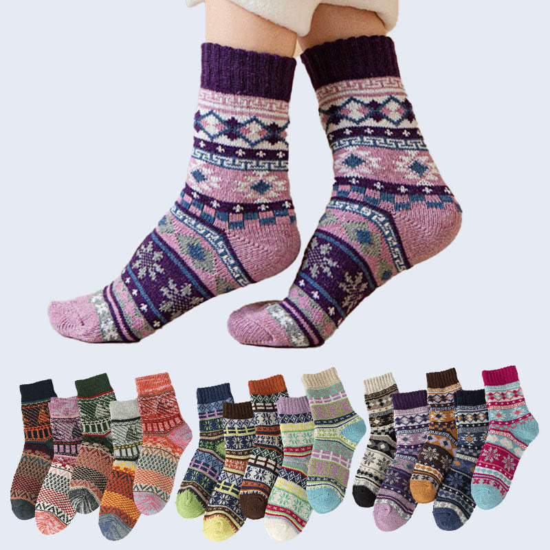 Dicke Viertelsocken im Ethno-Stil (5 Paar) - image 0