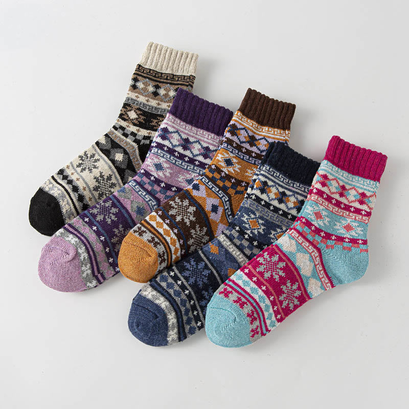 Dicke Viertelsocken im Ethno-Stil (5 Paar) - Mehrfarbig C - EU36-40(US3-7) - image 9
