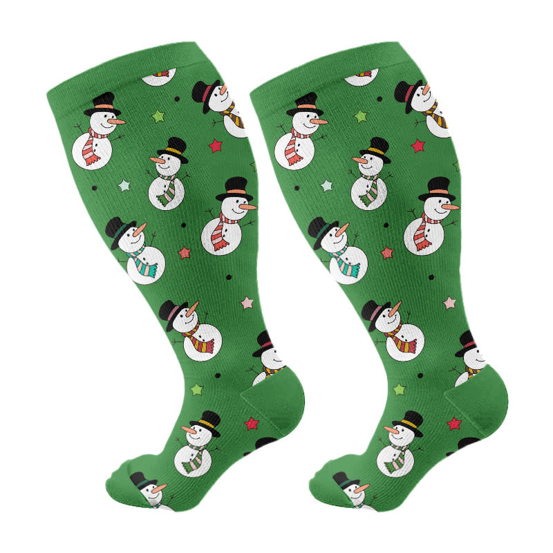 Kompressionsstrümpfe in Übergröße mit Schneemann-, Wal- und Elchmotiv - Grün - 4XL - image 6