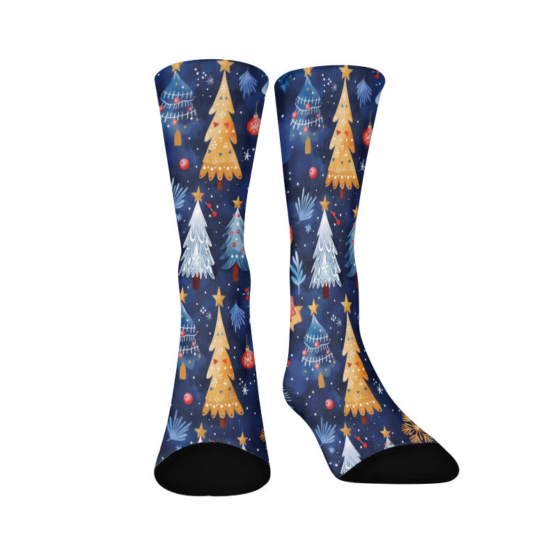 Viertelsocken mit Weihnachtsbaum in Übergröße - Blau - EU37-44 (US4-10) - image 3