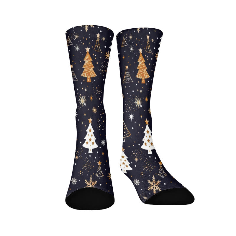 Viertelsocken mit Weihnachtsbaum und Schneeflocke in Übergröße - Schwarz - EU37-44 (US4-10) - image 3