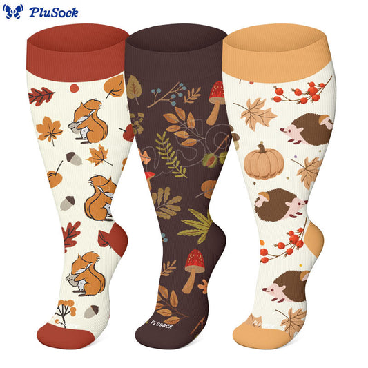 Herbst-Kompressionsstrümpfe mit Igelmotiv in Übergröße - image 0