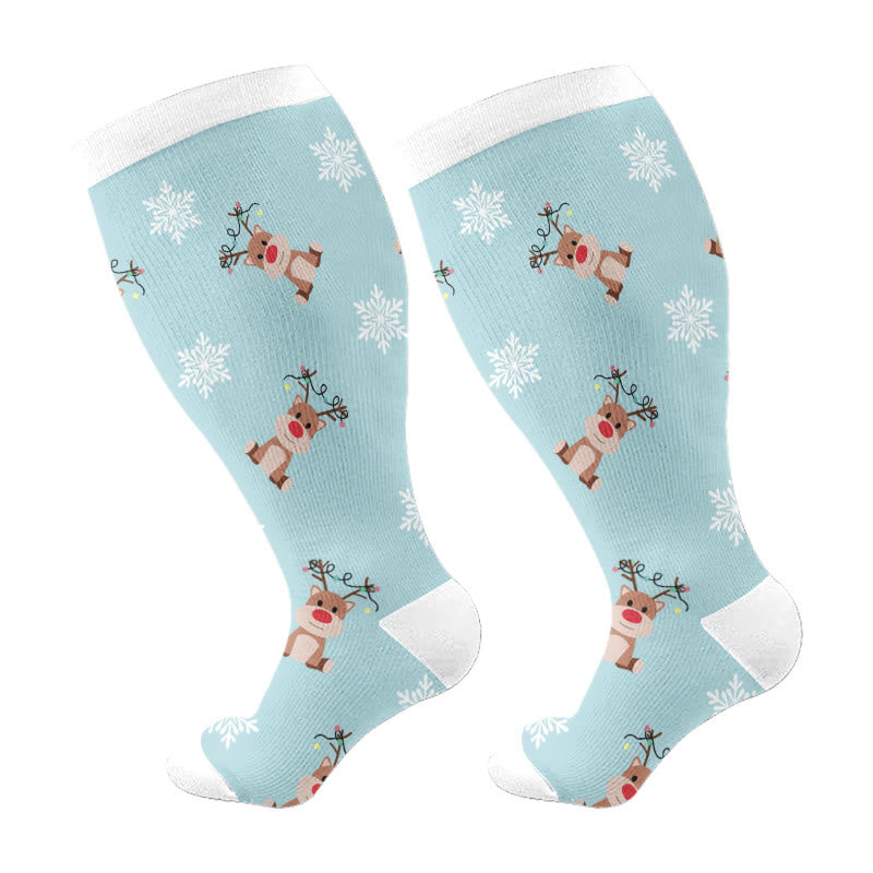 Kompressionsstrümpfe in Übergröße mit Schneemann, Elch und Lebkuchenmann (3 Paar) - Blau - 4XL - image 5