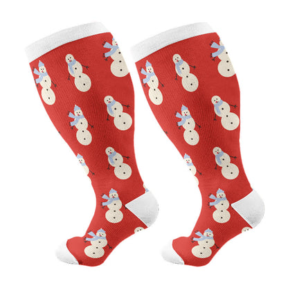 Übergröße, süße Bären-Kompressionsstrümpfe mit Weihnachtsmann-Motiv (3 Paar) - Rot (1 Paar) - 4XL - image 6