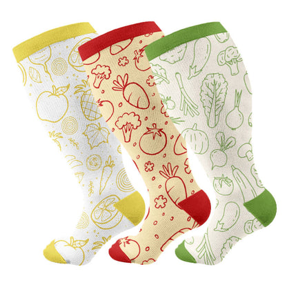 Kompressionsstrümpfe der Vegetable Series in Übergröße (3 Paar) - Mehrfarbig - 4XL - image 1