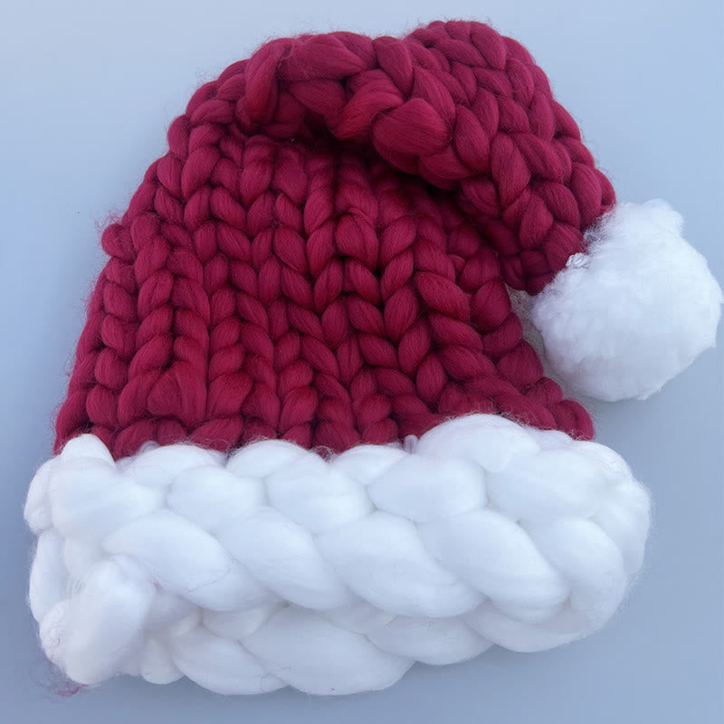 Dicke rote Weihnachtsmütze - Wein - One Size - image 11