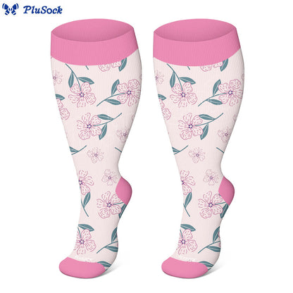 Kompressionsstrümpfe mit blauer Blume und Libelle in Übergröße (3 Paar) - image 4