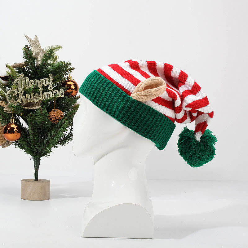 Rot-Grüne Streifen Beanie - Grün - One Size - image 2