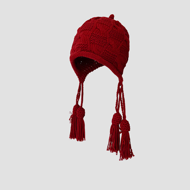 Modische Beanie mit Quaste - Rot - One Size - image 8