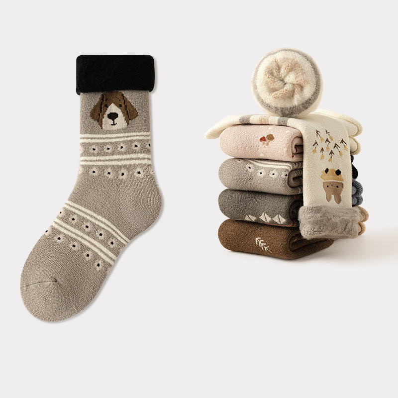 Niedliche Cartoon-Viertelsocken (5 Paar) - Khaki - EU36-41(US3-7.5) - image 12